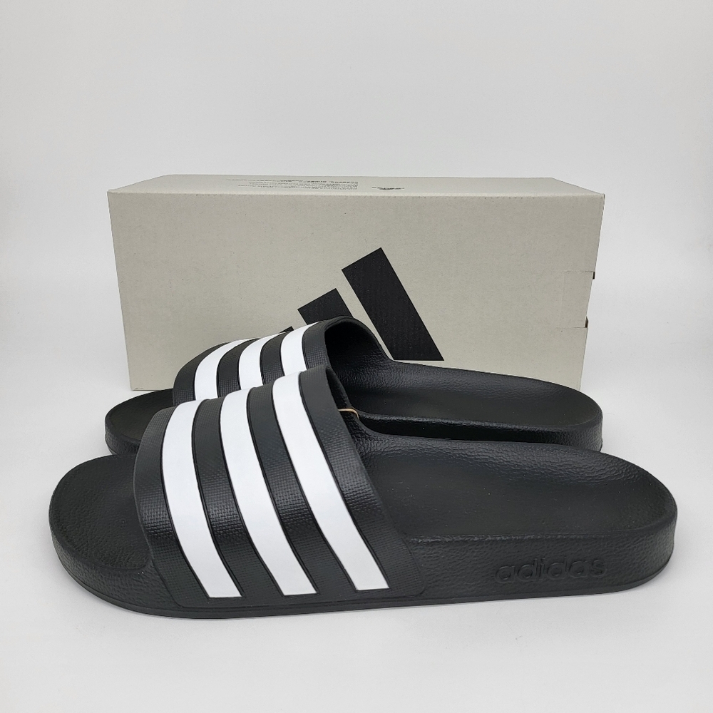 New Adidas Adilette Aqua Stripe Slides Men's Size 12 - Picture 2 of 7